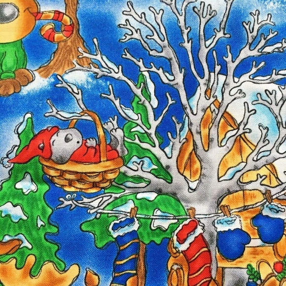 Christmas Fabric Moose Camping Log Cabin 100% Cotton Winter Colourful Fabricland - Picture 3 of 10